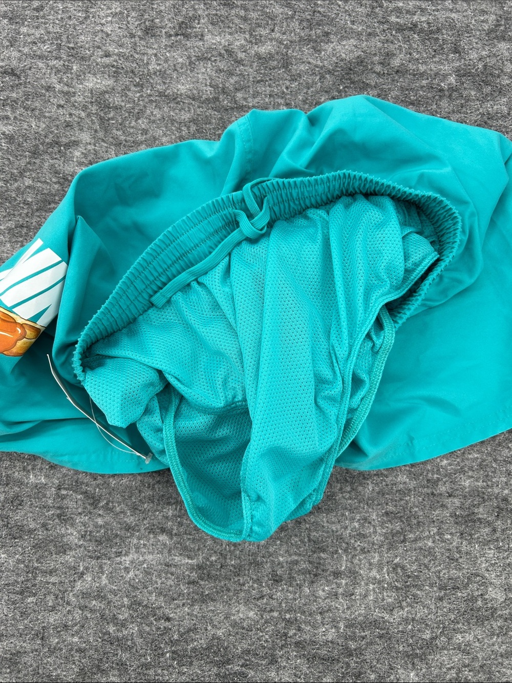 Nike Kids Turquoise Swim Shorts with White Logo and Gold Swoosh Size XL - Picture 7 of 8